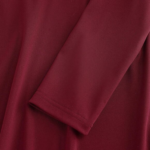 Burgundy Long Sleeve Floral Rhinestone Midi Dress - Picture 5 of 10